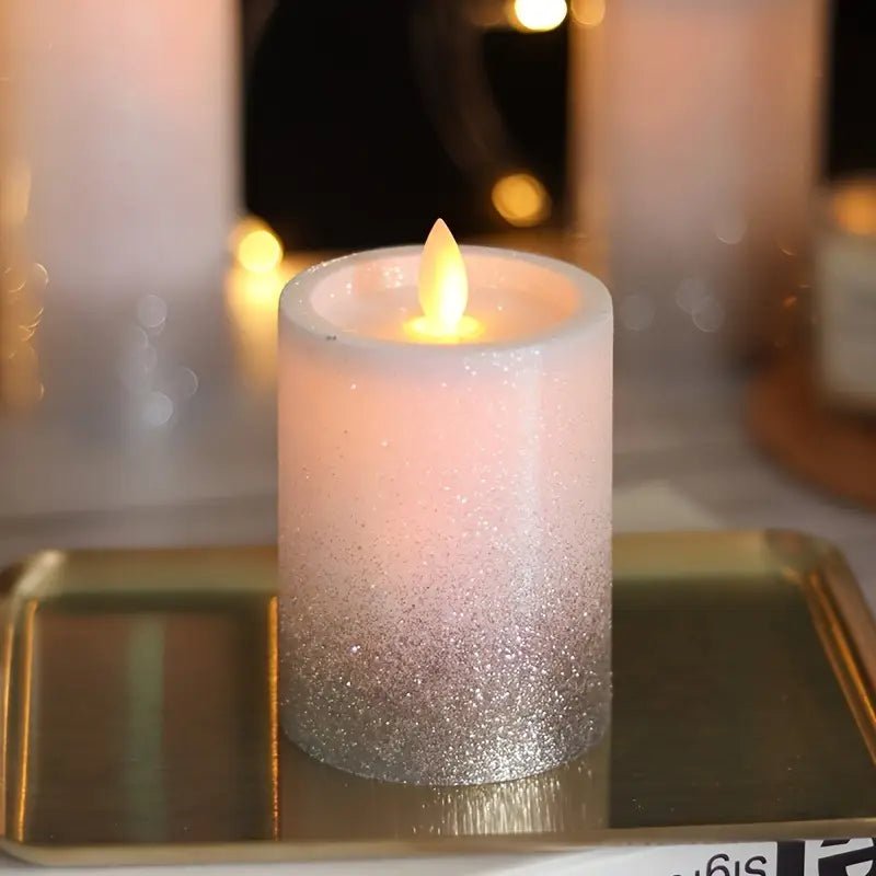 LED Tea Light Candles | Glitter Gold Base Flameless, Smokeless, Unscented | for Gifting, Home Decor, Room Decoration Lights, Balcony & Festival, Diwali, Christmas Decoration Item - The Gears