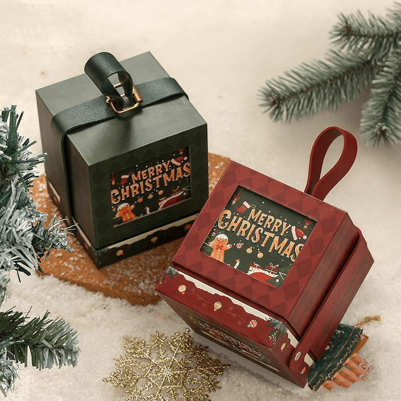 Luxury Christmas Gift Box Packaging with Handle - The Gears