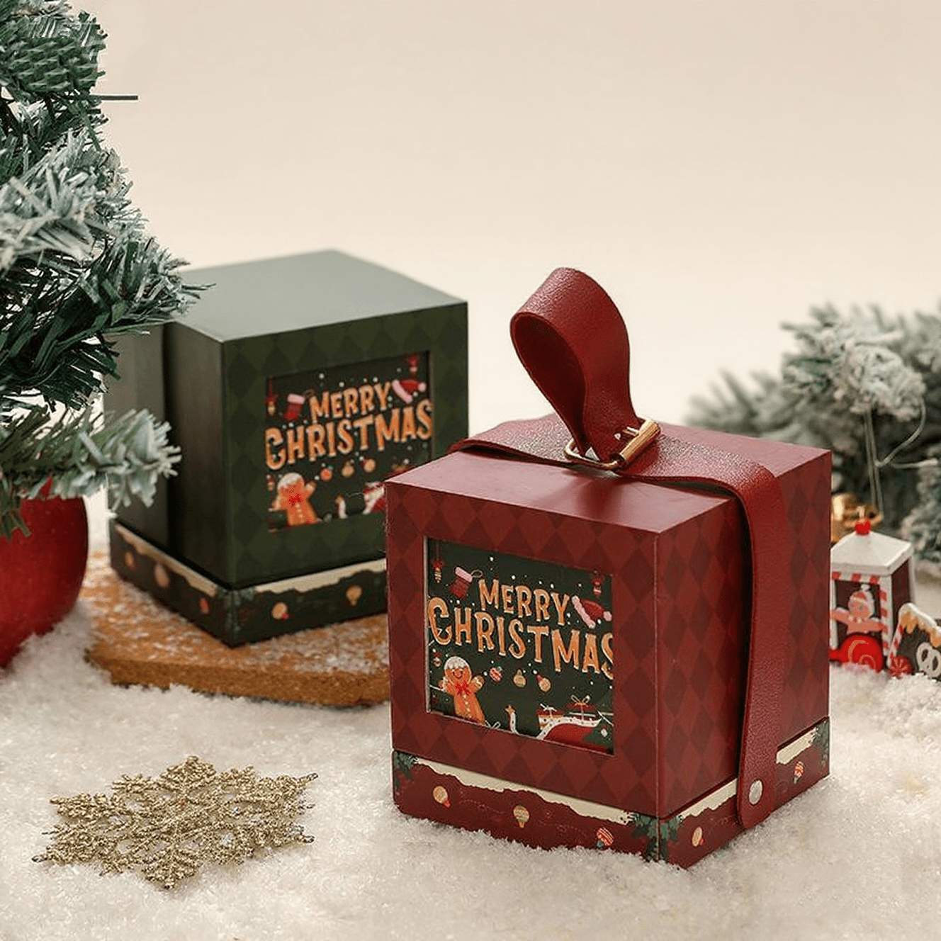 Luxury Christmas Gift Box Packaging with Handle - The Gears