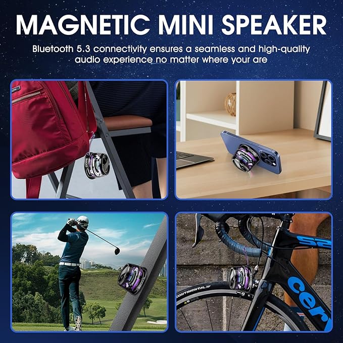 Magnetic Mini Bluetooth Speaker with RGB Lights & Phone Holder - The Gears
