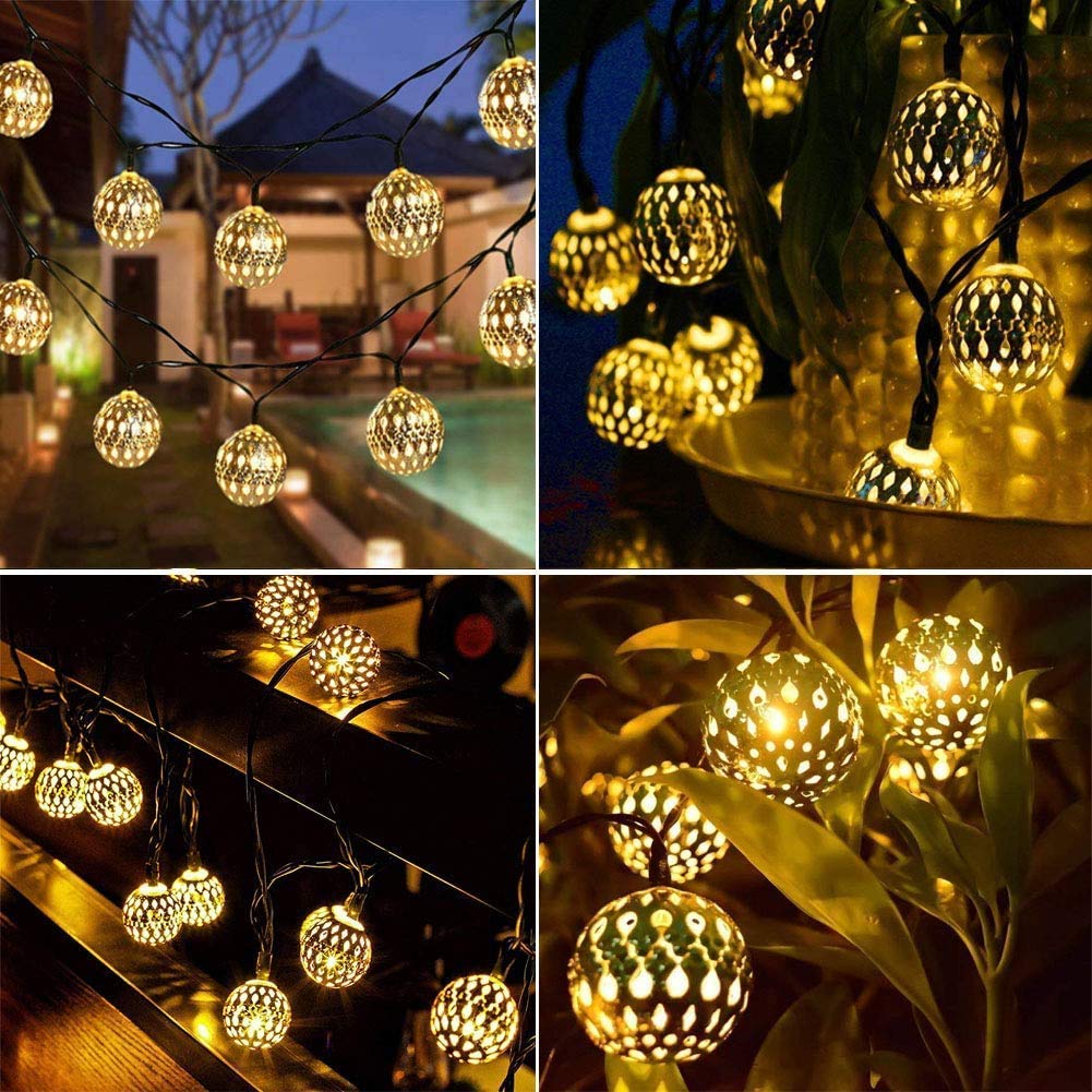 Moroccan Metal Ball LED Light (15 Warm White Bulbs) - The Gears