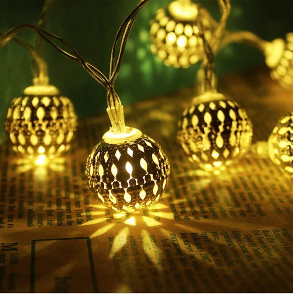 Moroccan Metal Ball LED Light (15 Warm White Bulbs) - The Gears