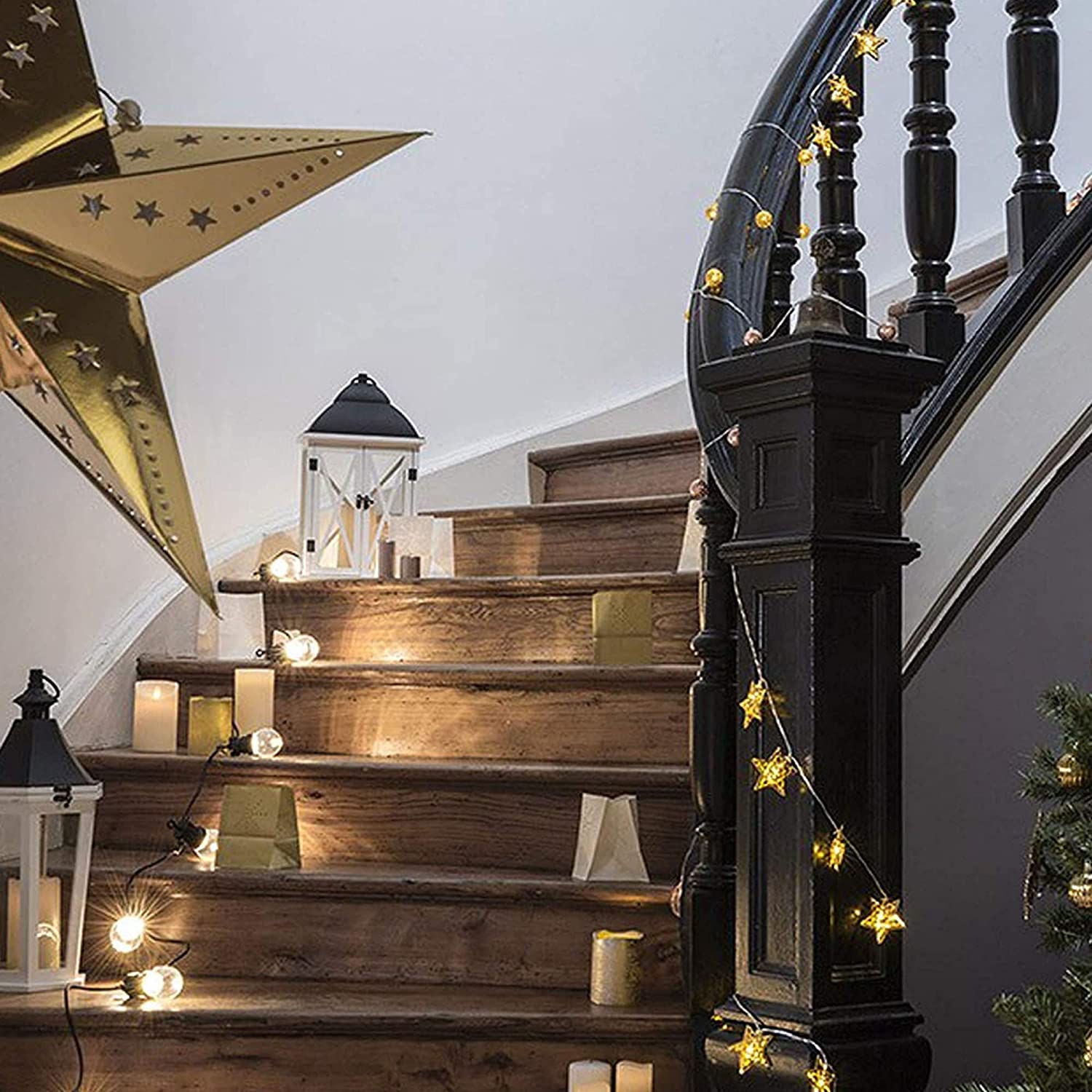 Metal Star Shaped LED Light (Warm White Bulbs) - Homely Arts