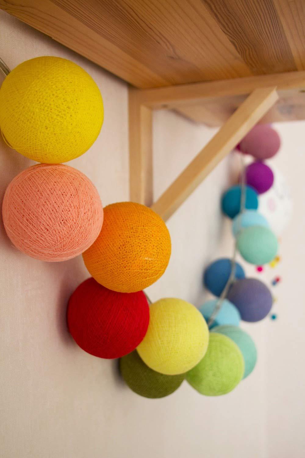 Xmas Ball combo- Multi Color cotton ball and Curtain Wish ball - Homely Arts