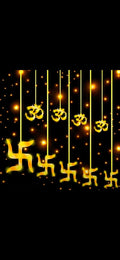 Om Swastik Curtain Light - 6 Big - Swastik, 6 Small - Om (Warm White) - The Gears