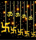 Om Swastik Curtain Light - 6 Big - Swastik, 6 Small - Om (Warm White) - The Gears