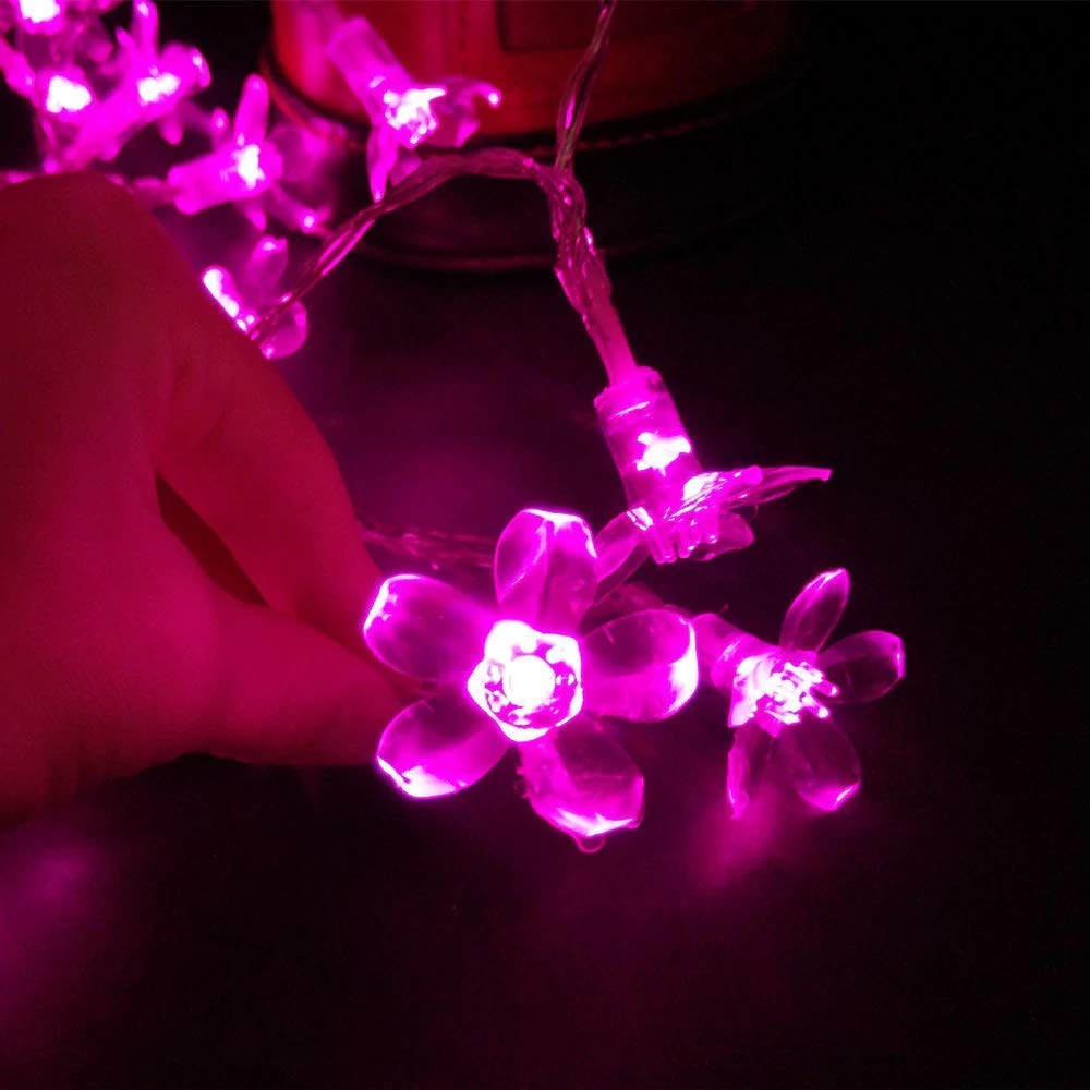 Silicone Flower Fairy String Lights (Pink Bulbs) - Homely Arts