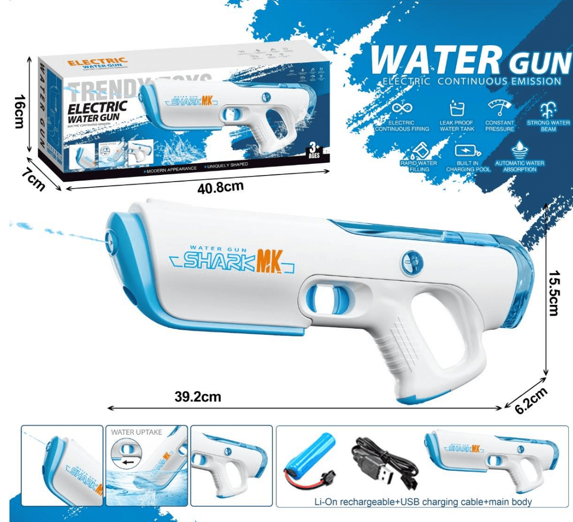 Powerful Rechargeable Electric Water Gun for Kids | One - Click Suction Loading | Holi & Summer Toy - The Gears