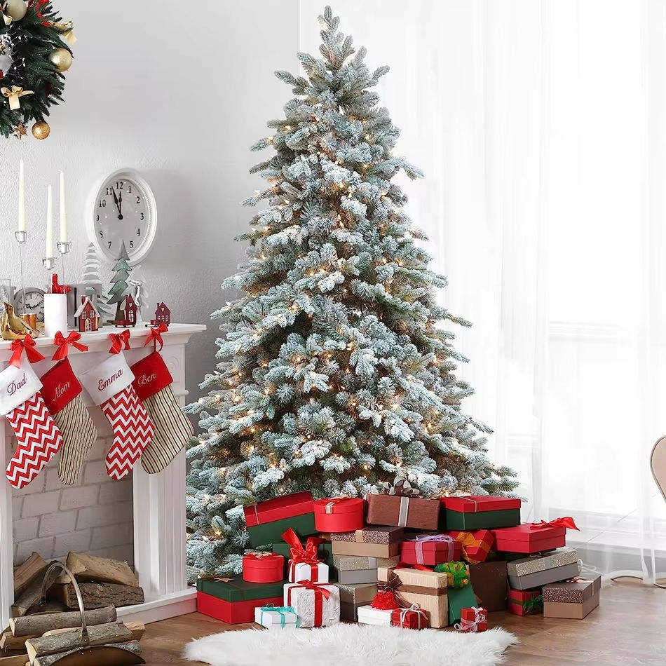 Pre - Lit Snow Flocked Pop - Up Christmas Tree - The Gears