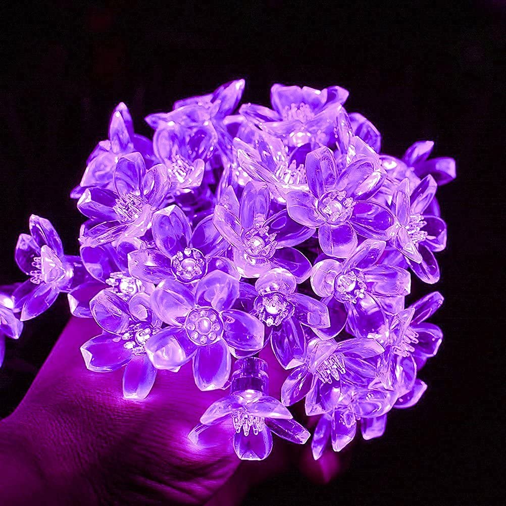 Silicon flower Premium 16 LED Flowers String Lights, Indoor/Outdoor, Fairy for Diwali Christmas Decoration, (Purple) - Homely Arts