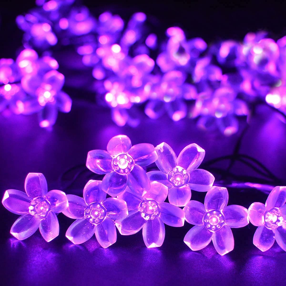 Silicon flower Premium 16 LED Flowers String Lights, Indoor/Outdoor, Fairy for Diwali Christmas Decoration, (Purple) - Homely Arts