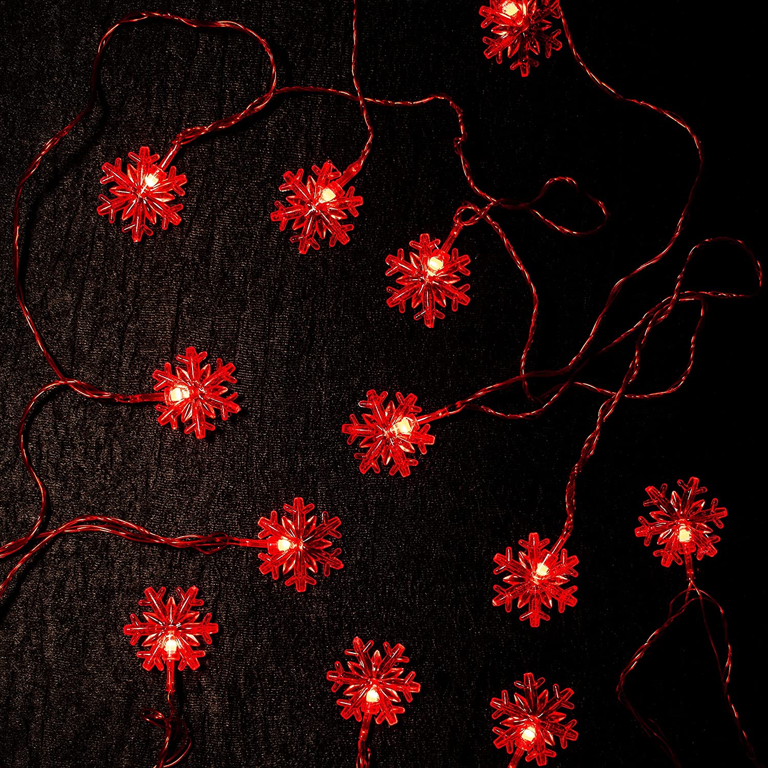 Christmas Lights 16 LEDs Snowflake Fairy String Light (Red , AC Plug ) for Indoor & Outdoor Usage | Xmas | New Years | Party | Decoration - Homely Arts