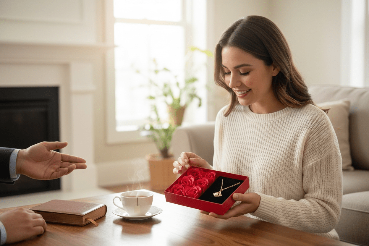 Rose Flower Gift Box with Necklace | Valentine Gift 💝 - The Gears