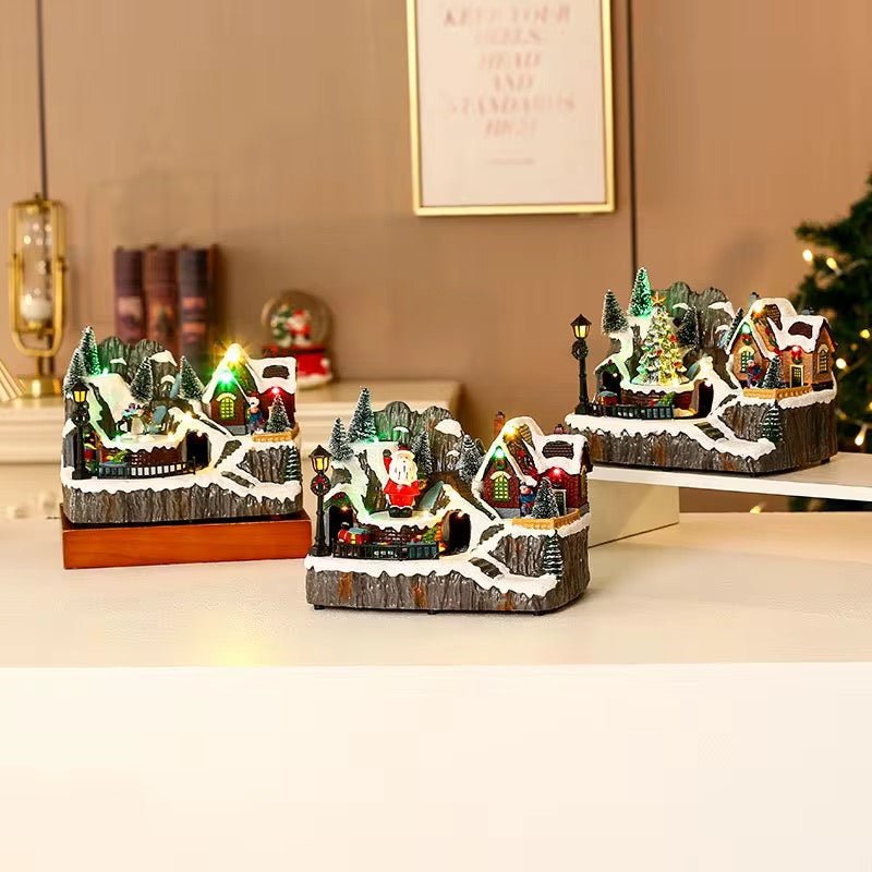 Rotating Christmas Village Music Box With Rotating Train - The Gears