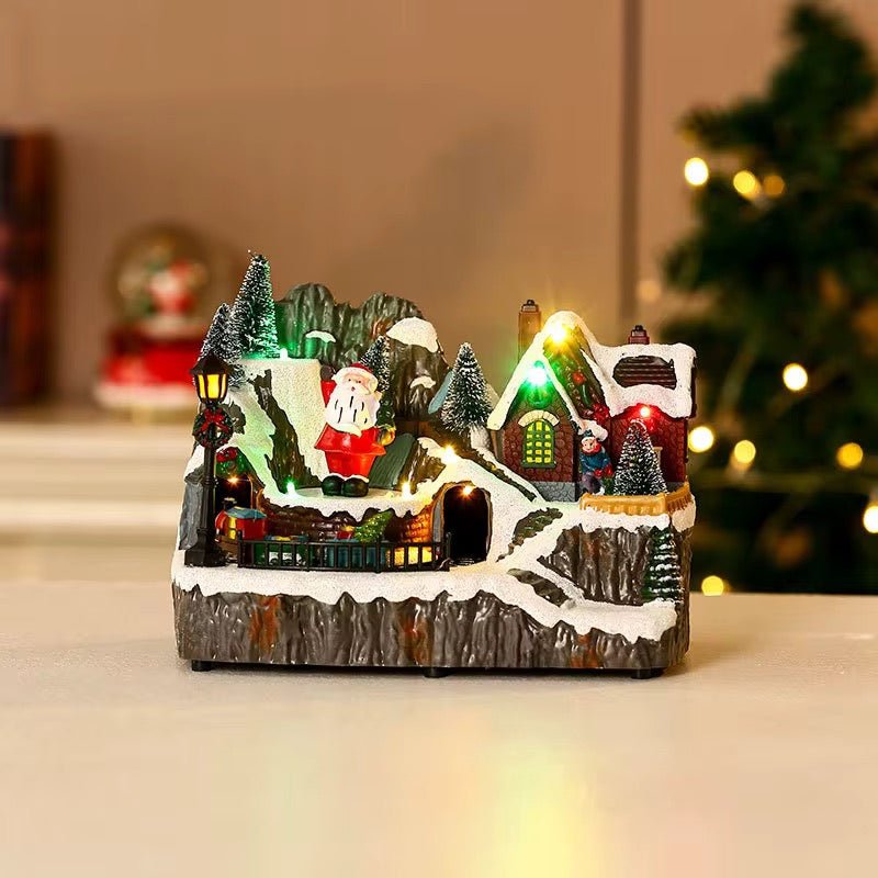 Rotating Christmas Village Music Box With Rotating Train - The Gears