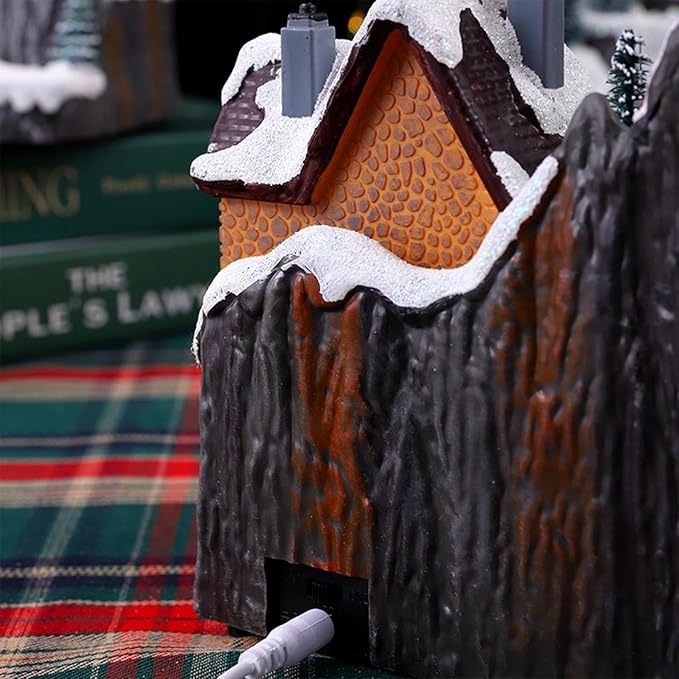 Rotating Christmas Village Music Box With Rotating Train - The Gears
