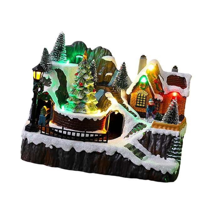 Rotating Christmas Village Music Box With Rotating Train - The Gears