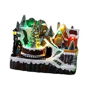 Rotating Christmas Village Music Box With Rotating Train - The Gears