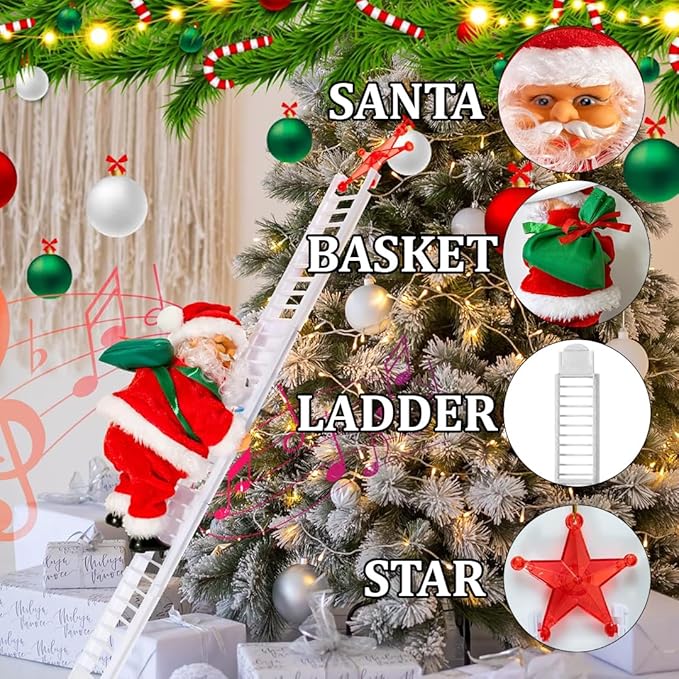 Santa Claus Climbing Ladder with Musical Up & Down Show - The Gears