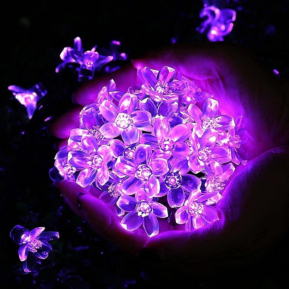 Silicon flower Premium 16 LED Flowers String Lights, Indoor/Outdoor, Fairy for Diwali Christmas Decoration, (Purple) - The Gears