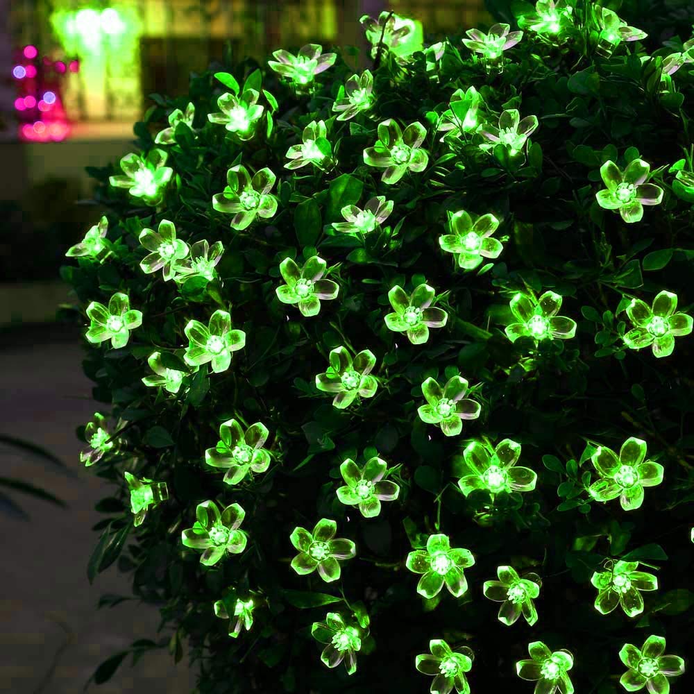 Silicone Blooming Flower Fairy String Lights 14 flowers (Green Bulbs) - The Gears