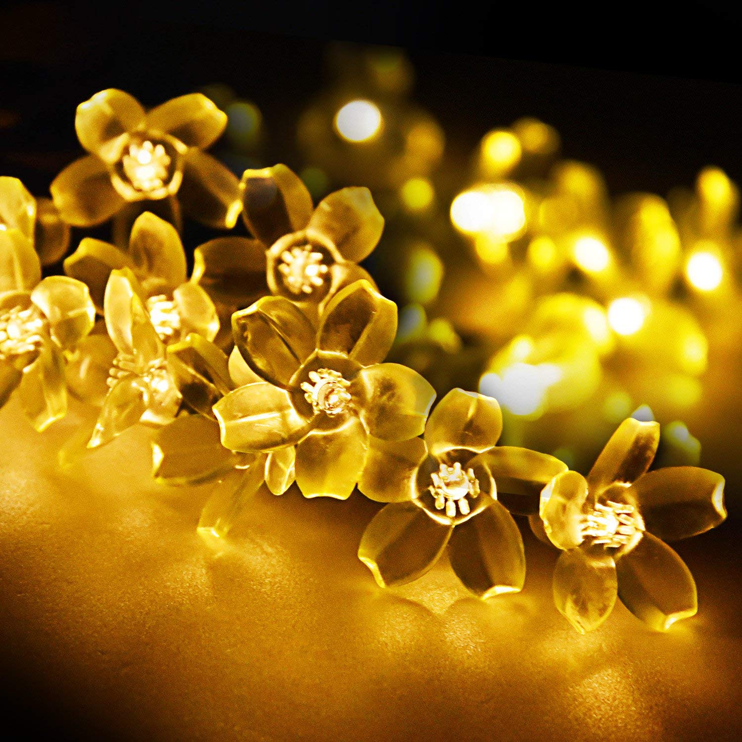 Silicone Blooming Flower Fairy String Lights 14 flowers (Warm White Bulbs) - The Gears