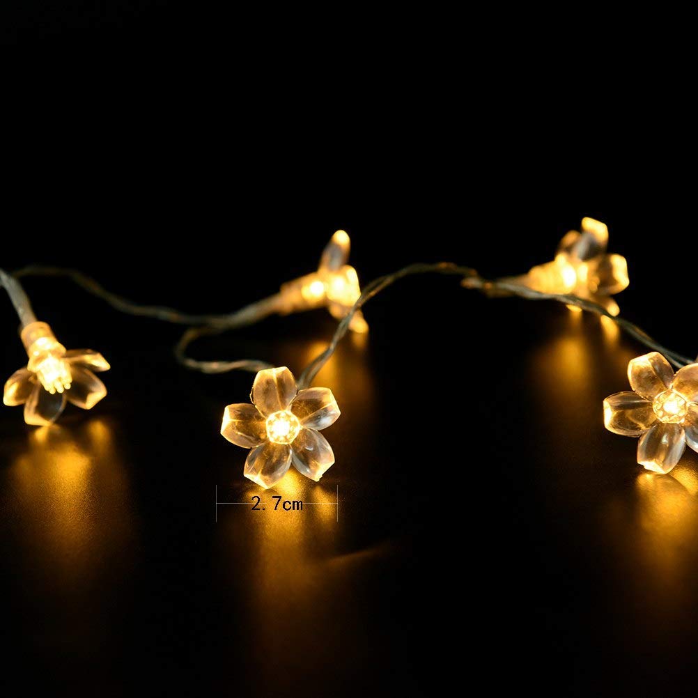 Silicone Blooming Flower Fairy String Lights 14 flowers (Warm White Bulbs) - The Gears
