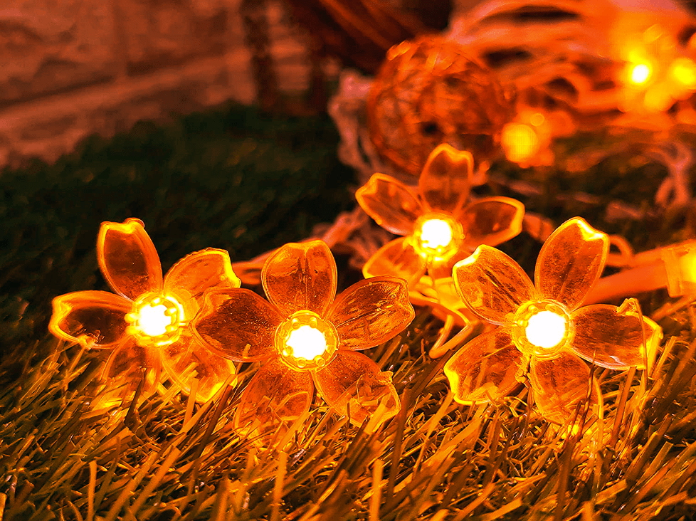 Silicone Blooming Flower Fairy String Lights (Orange Bulbs) - The Gears