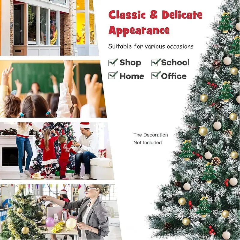 Snow Flocked Christmas Tree with Pine Cones & Red Berries (4–8ft) - The Gears