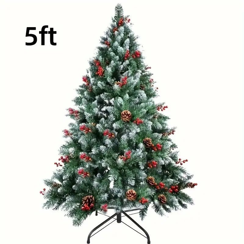 Snow Flocked Christmas Tree with Pine Cones & Red Berries (4–8ft) - The Gears