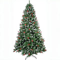 Snow Flocked Christmas Tree with Pine Cones & Red Berries (4–8ft) - The Gears