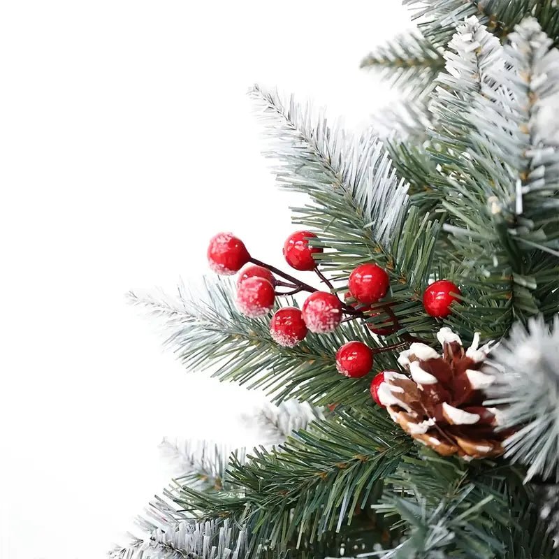 Snow Flocked Christmas Tree with Pine Cones & Red Berries (4–8ft) - The Gears