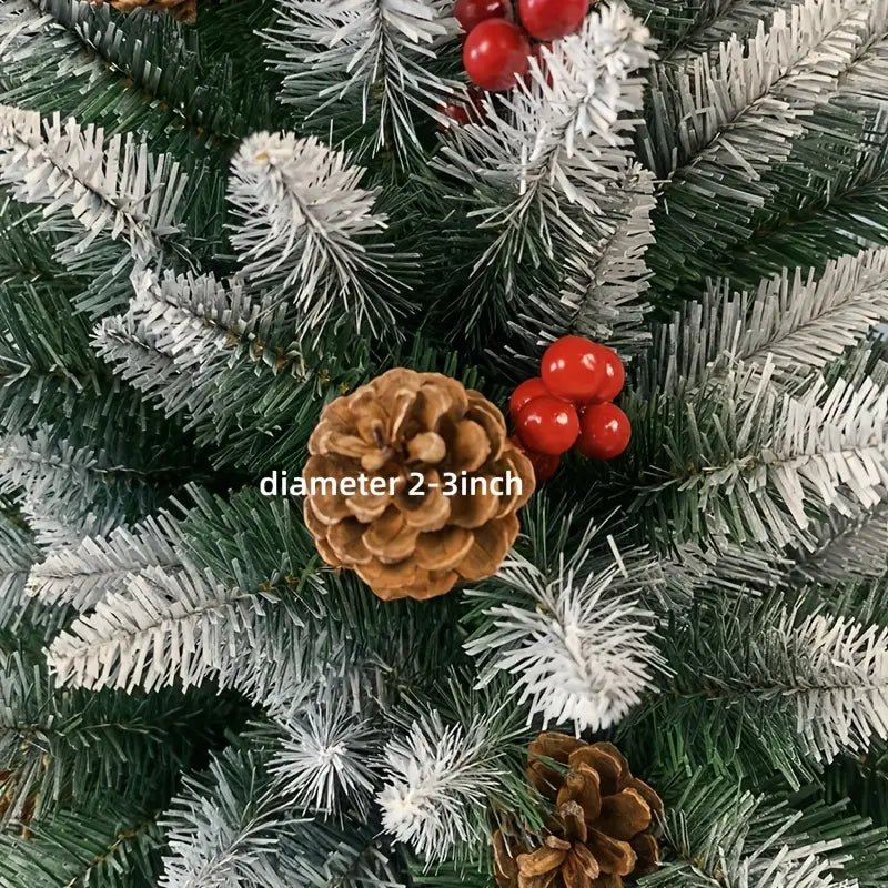 Snow Flocked Christmas Tree with Pine Cones & Red Berries (4–8ft) - The Gears