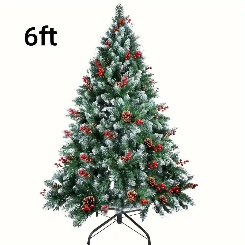 Snow Flocked Christmas Tree with Pine Cones & Red Berries (4–8ft) - The Gears