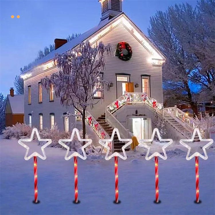 🌟 Solar LED Christmas Garden Lamps – Star, Snowflake & Tree Designs (Pack Of 5) - The Gears