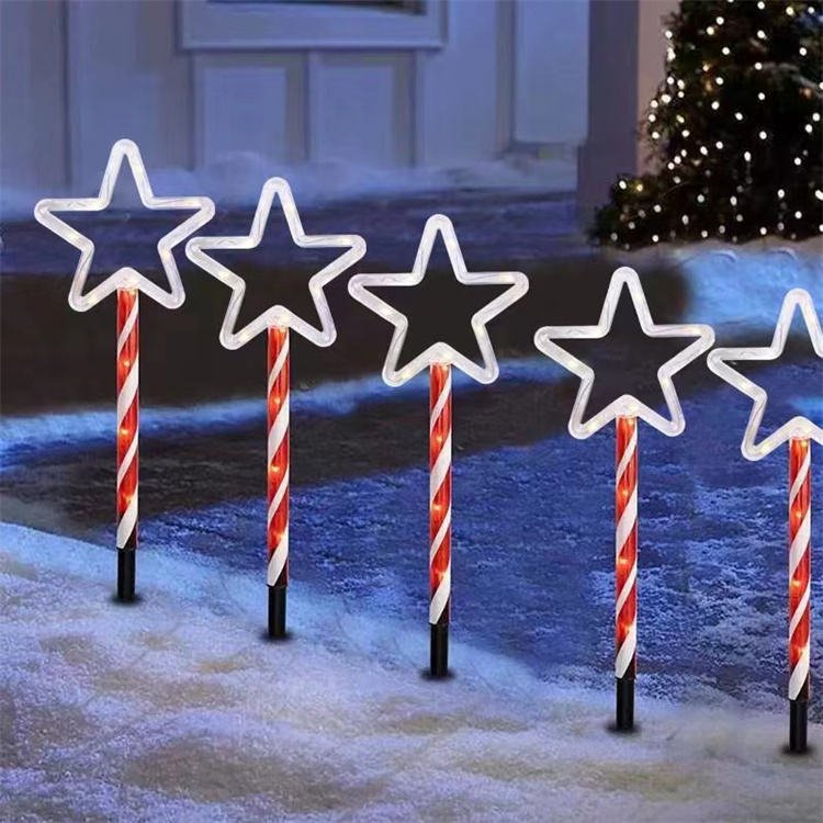 🌟 Solar LED Christmas Garden Lamps – Star, Snowflake & Tree Designs (Pack Of 5) - The Gears