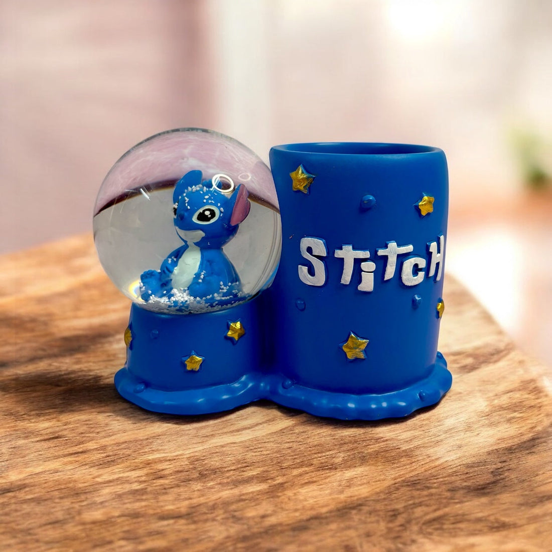Stitch Snow Globe Pen Stand | Cute Desk Organizer & Showpiece - The Gears