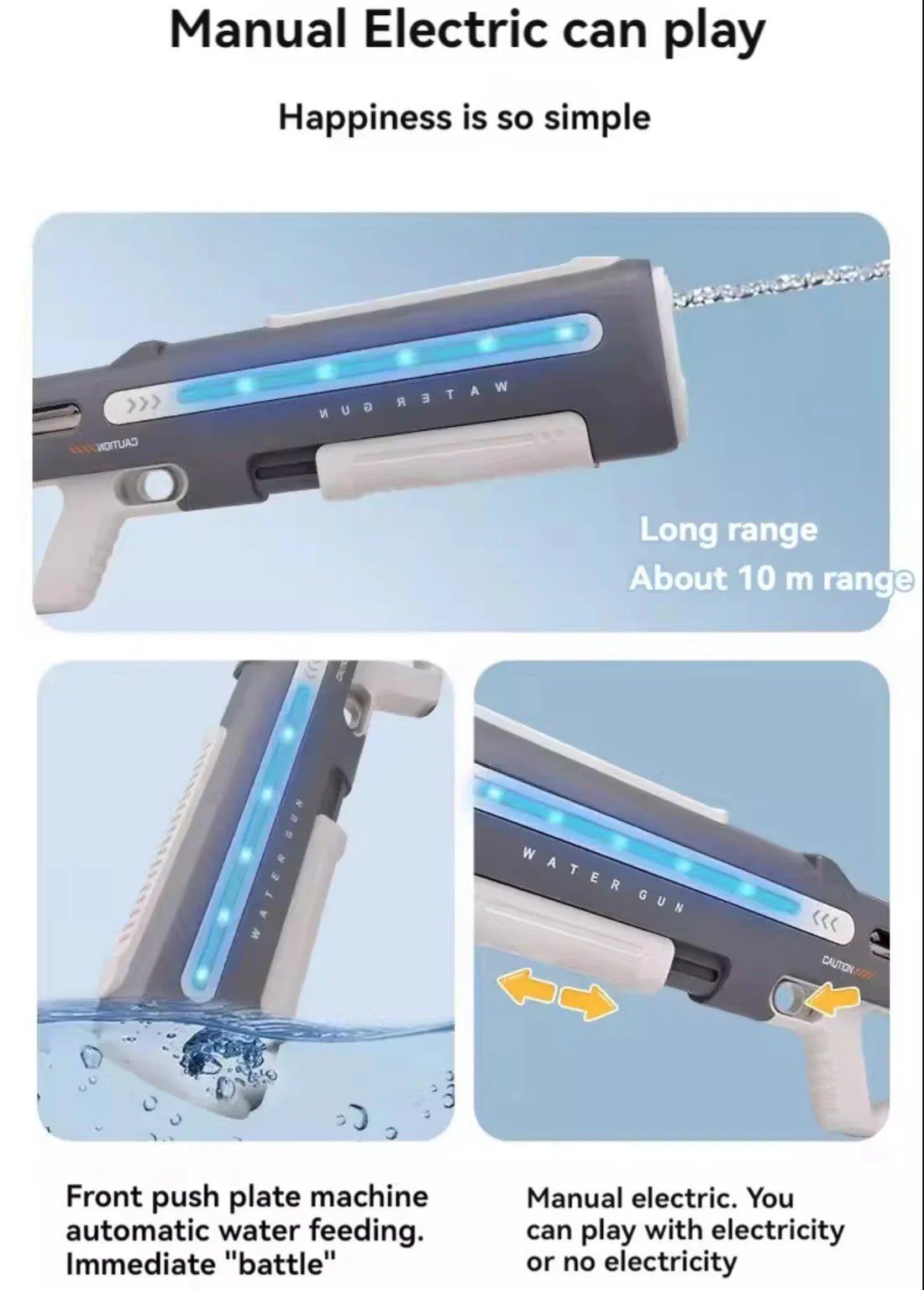 Summershot 42cm Dual Mode Holi Pichkari | Auto + Manual Water Gun - The Gears