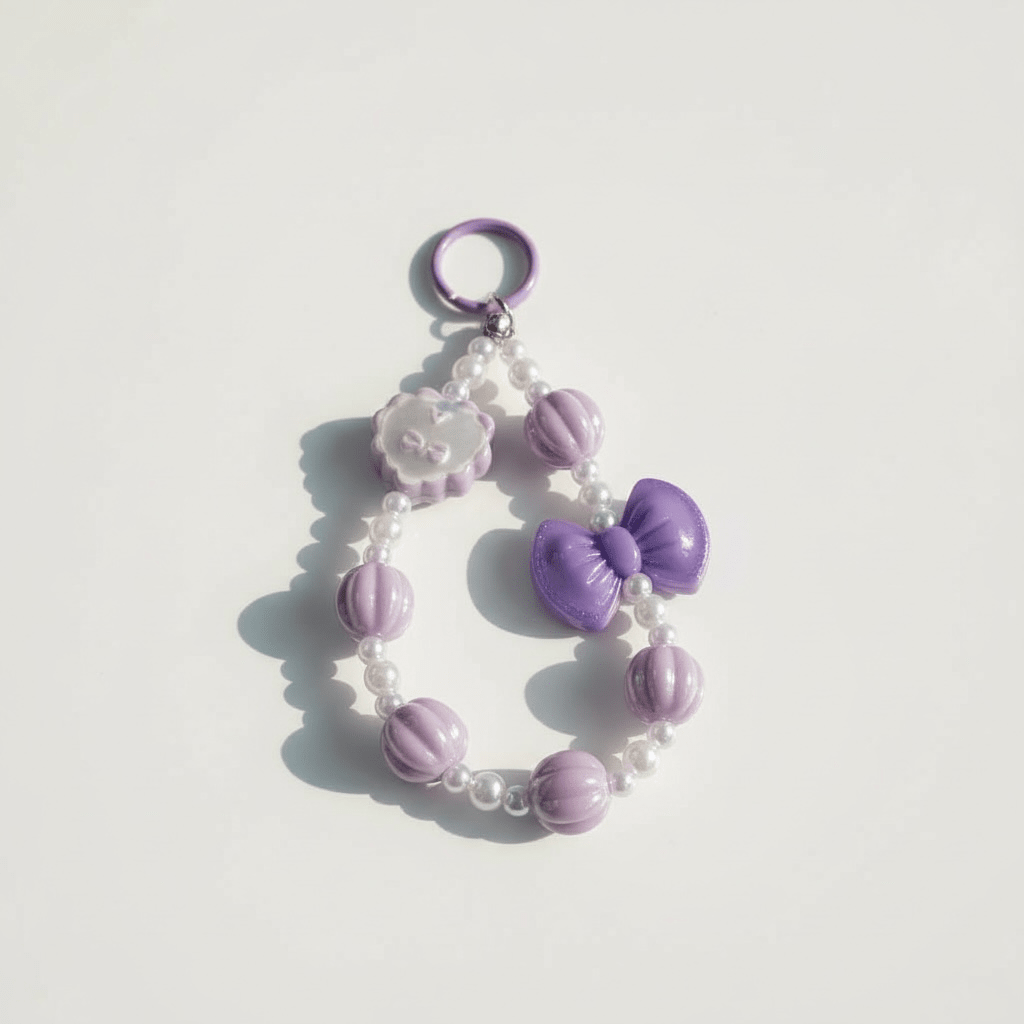 💜🎀 Super Cute Lilac Beaded Bow Mobile Charm ✨ - The Gears