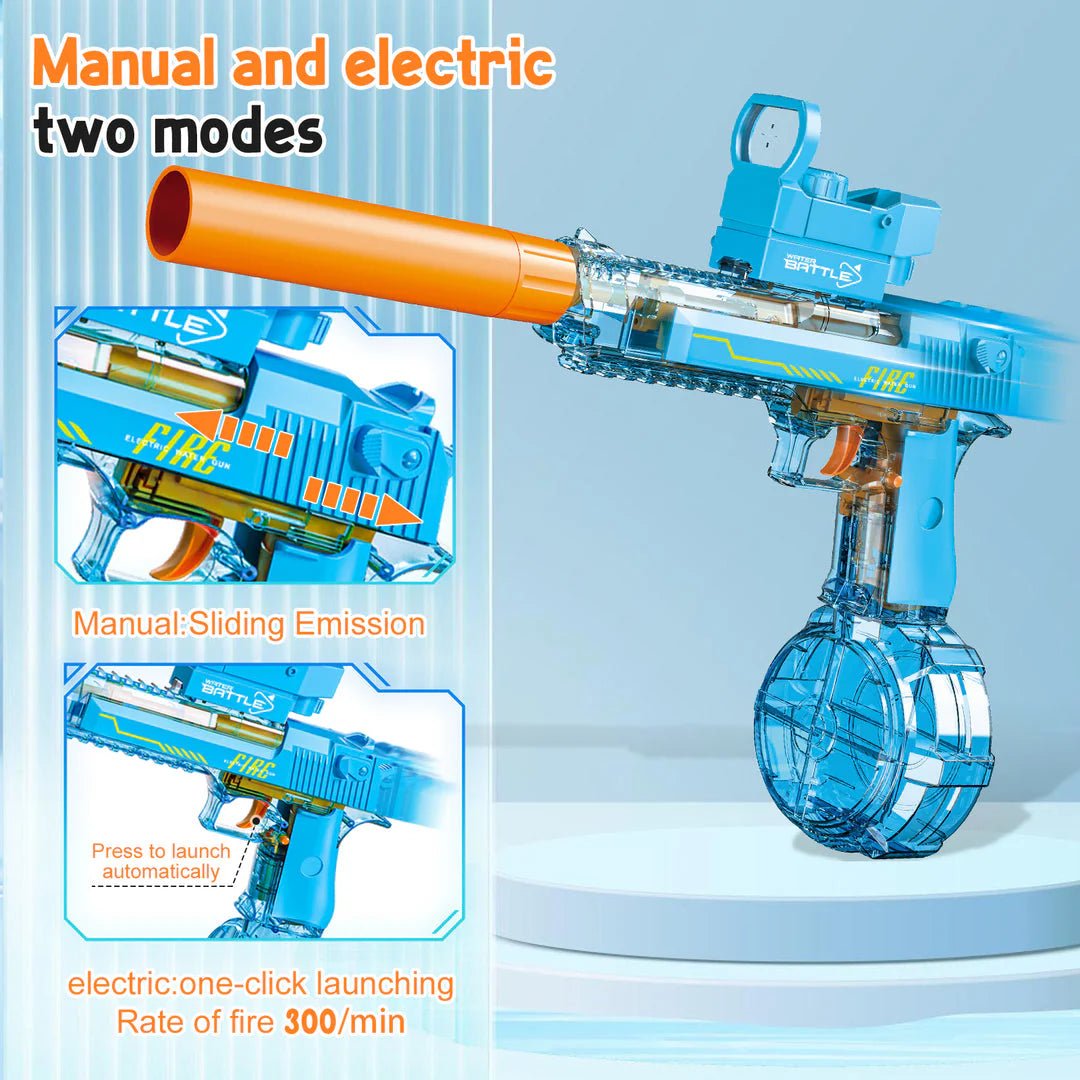 ThunderStrike 32ft Desert Eagle Electric Water Gun | High - Pressure Rechargeable Holi Pichkari - The Gears