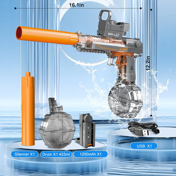 ThunderStrike 32ft Desert Eagle Electric Water Gun | High - Pressure Rechargeable Holi Pichkari - The Gears