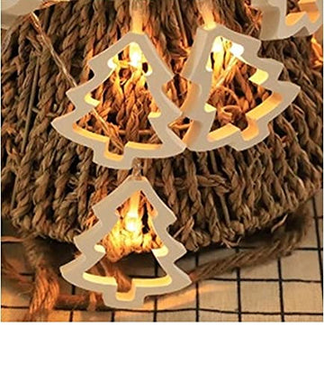 Wooden Christmas Tree Shaped LED Lights  (20L-WoodChrismas Tree- Warm White ) - Homely Arts