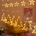 Christmas Tree Curtain Lights | Warm White LED - 3Mtr | 6 STARS + 6 CHRISTMAS TREE - Homely Arts