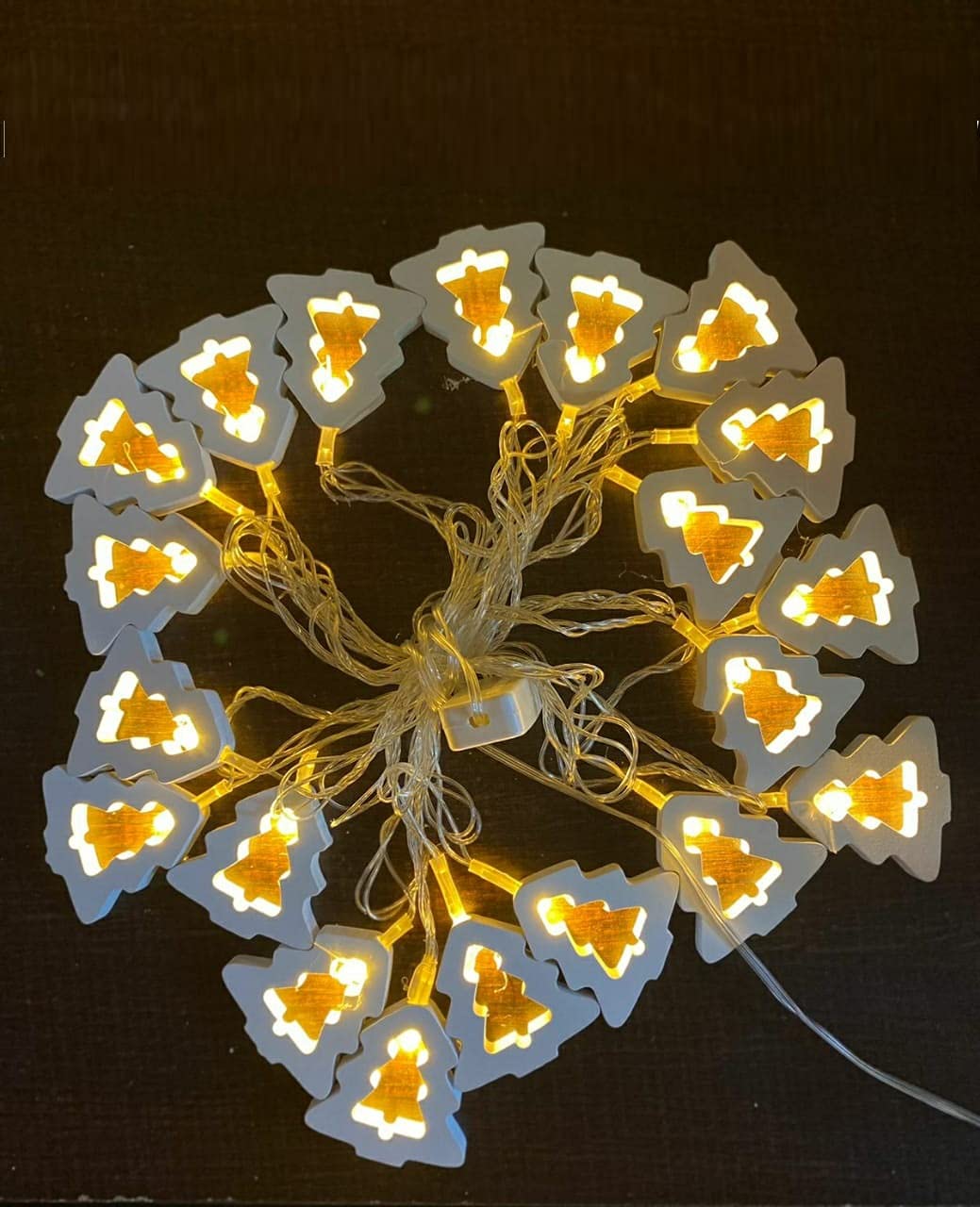 Wooden Christmas Tree Shaped LED Lights  (20L-WoodChrismas Tree- Warm White ) - Homely Arts