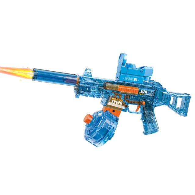 UMP45 Fire Breathing Electric Water Gun | LED Flame Effect + Sound | Rechargeable Holi Pichkari - The Gears