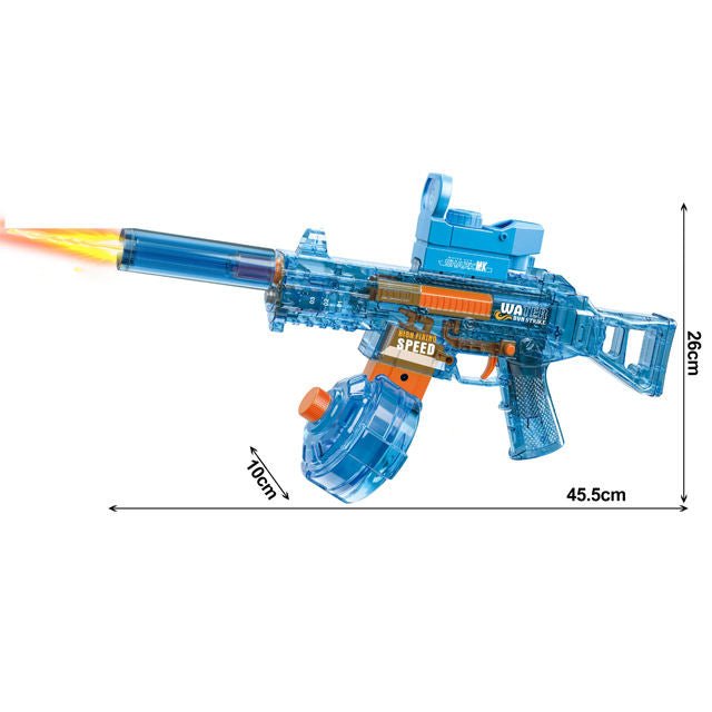 UMP45 Fire Breathing Electric Water Gun | LED Flame Effect + Sound | Rechargeable Holi Pichkari - The Gears