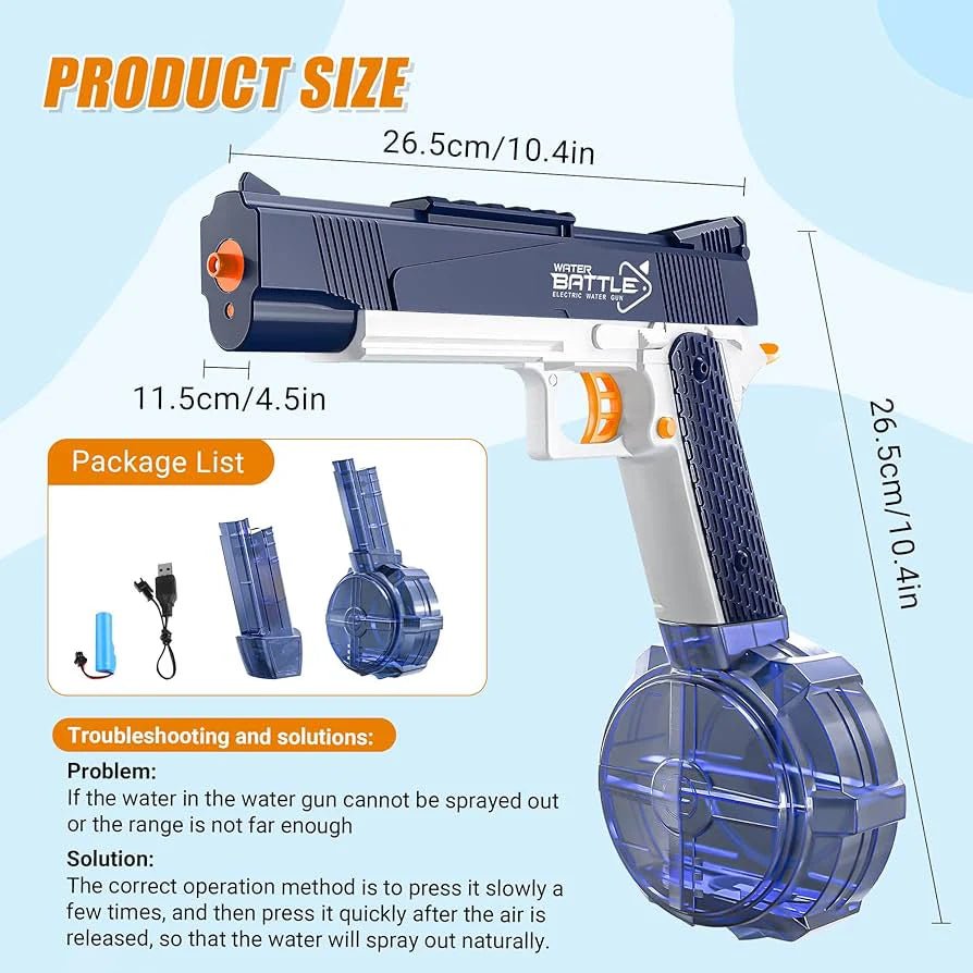 Water Battle Electric Water Gun with Water Drum | Rechargeable High - Pressure Holi Toy - The Gears