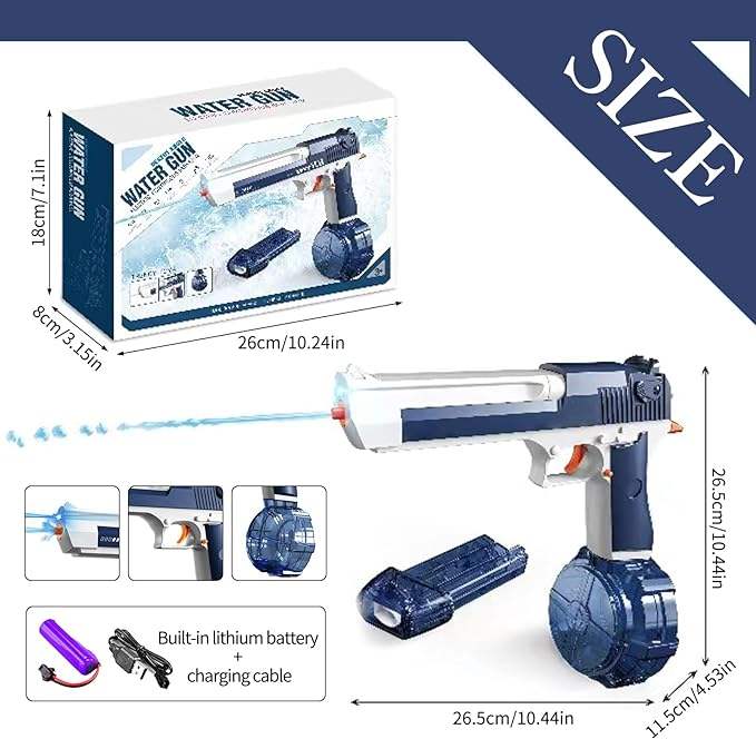 Water Battle Electric Water Gun with Water Drum | Rechargeable High - Pressure Holi Toy - The Gears