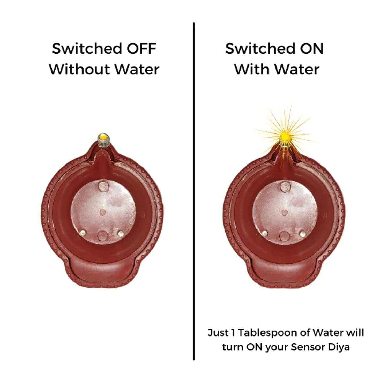 Water Sensor LED Brown Diyas Candle Eco - Friendly Diya, Battery Operated - The Gears