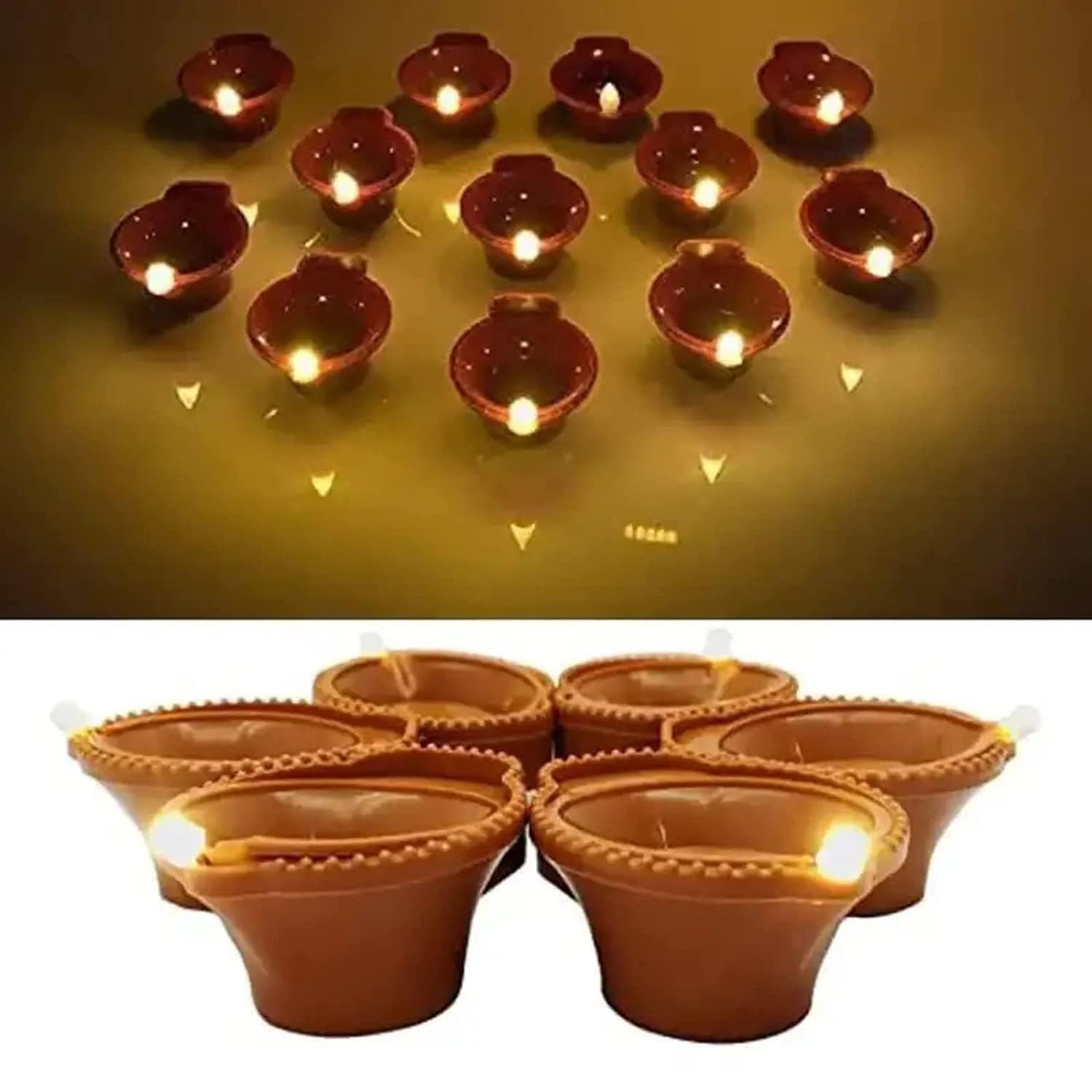 Water Sensor LED Brown Diyas Candle Eco - Friendly Diya, Battery Operated - The Gears